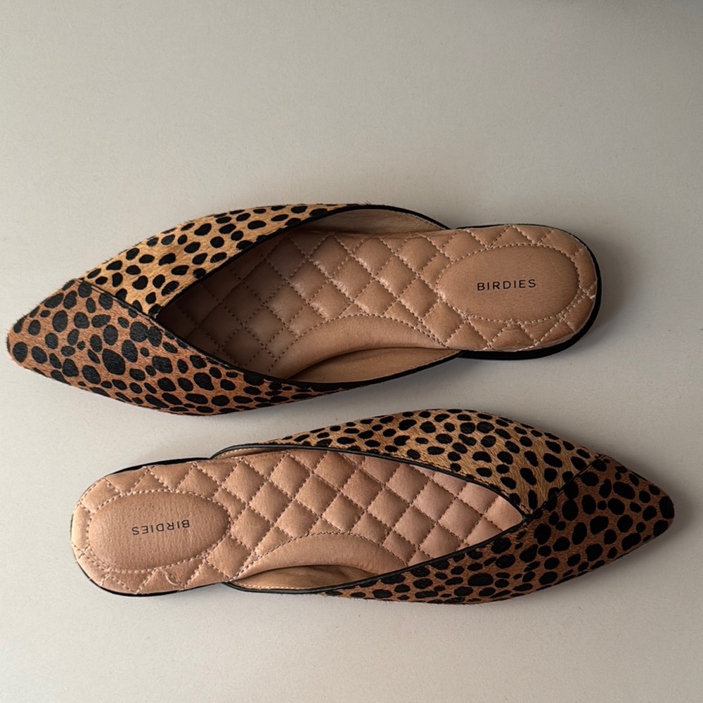 Birdies Brown and Black Leopard Print Mules